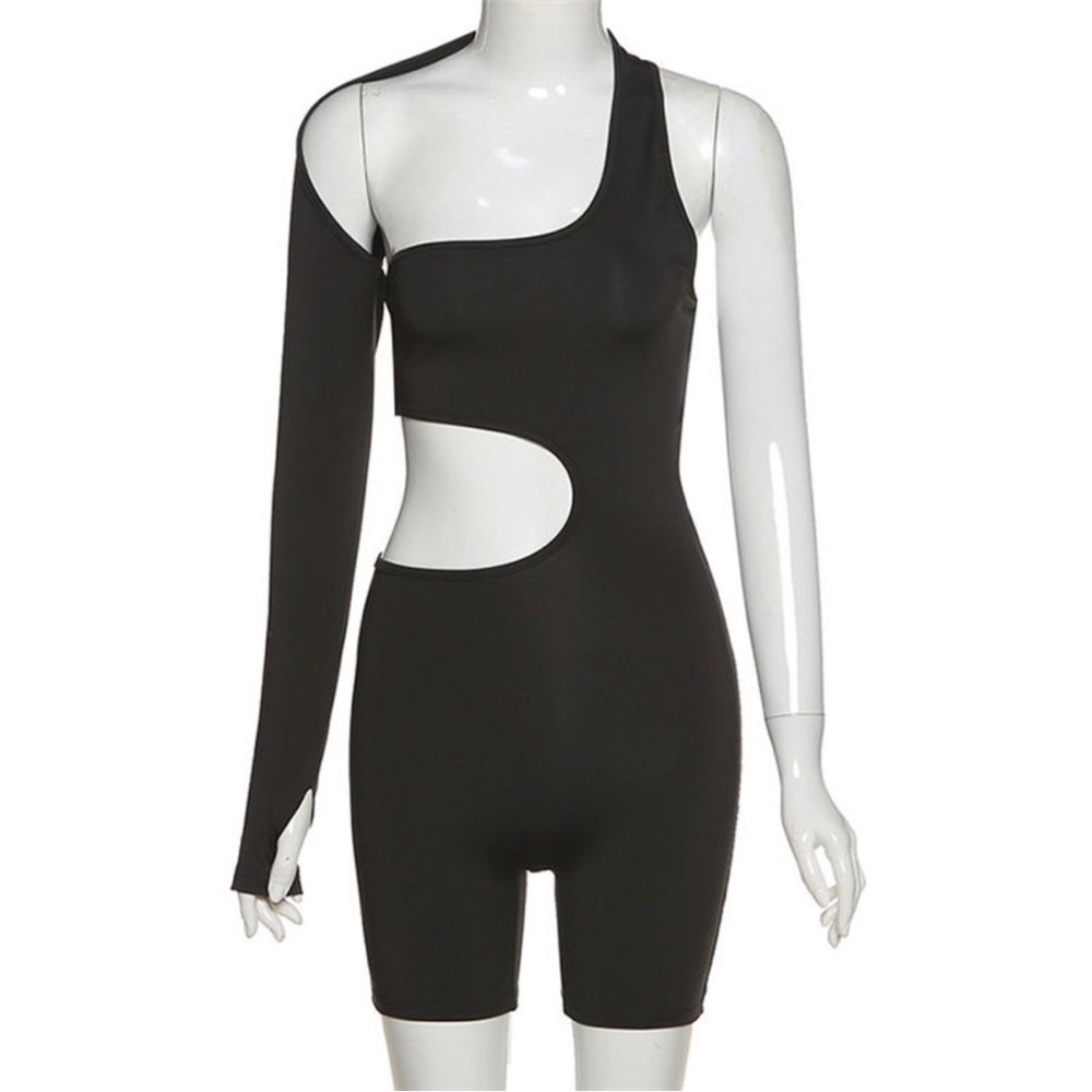 Asymmetrical Bodycon Romper - Picture 2 of 7